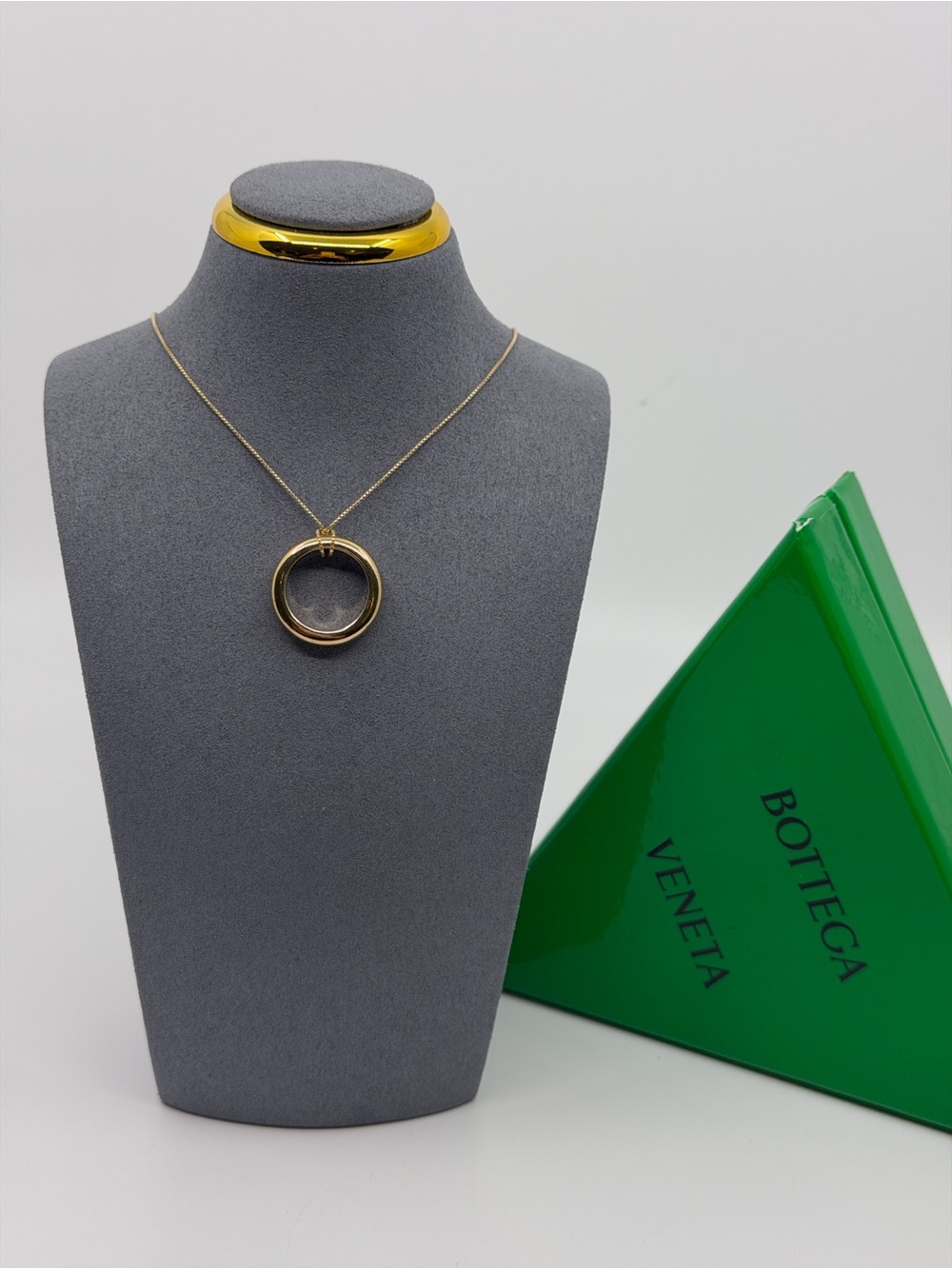 Bottega Veneta Golden Finish Sterling Silver Circle Pendant Necklace